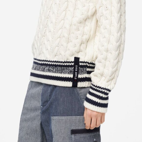 Zara SRPLS Super Rare Limited Edition Long Sleeve Cable Knit Sweater Men's Large - Picture 4 of 13